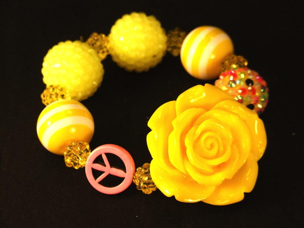 Yellow Flower Bracelet with Peace Sign