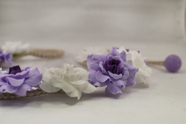 Purple & White Flower Crown Headband