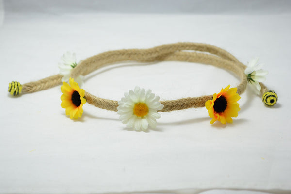 white daisy and sunflower floret headband