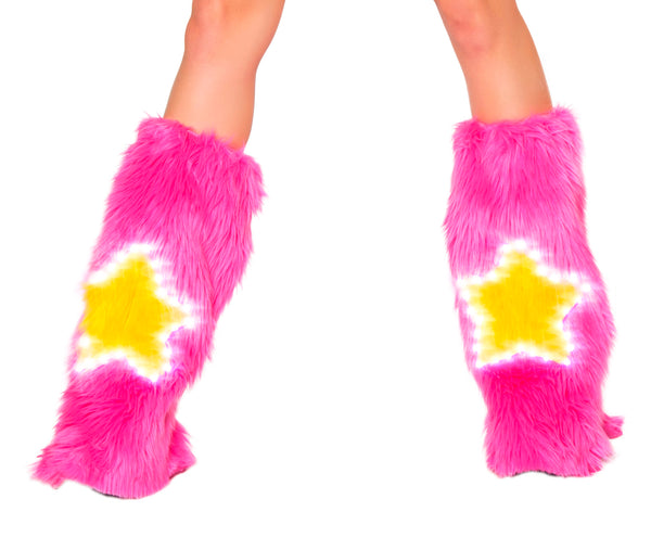 Pink Star LED Fluffy Leg warmers