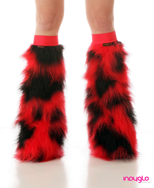Lyra Furry Leg Warmers Red and Black
