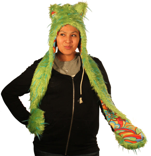 Animal Hood Green fur with Blue Spikes 