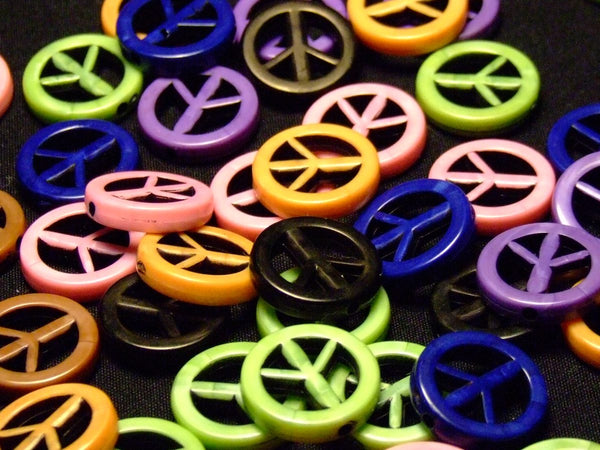 Peace Sign Beads - assorted lot of 10