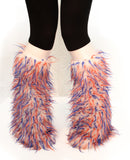 TrYptiX White Fur  Legwarmers with Blue and Orange Spikes