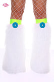 Crazy Daisy Fluffy Leg Warmers- Turquoise Daisy