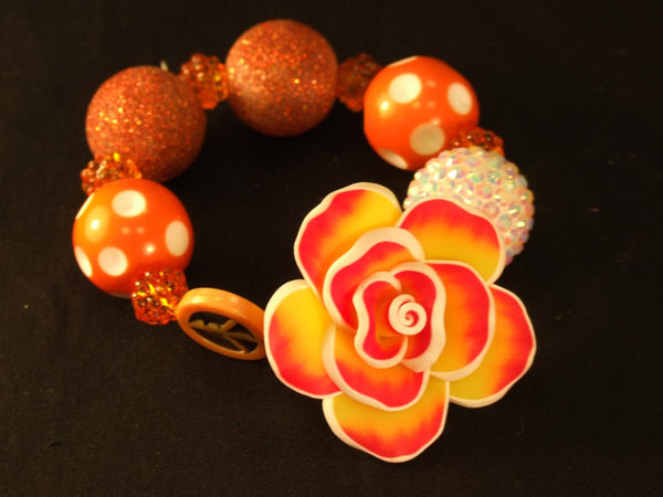 Orange Tie Dye Flower Bracelet 