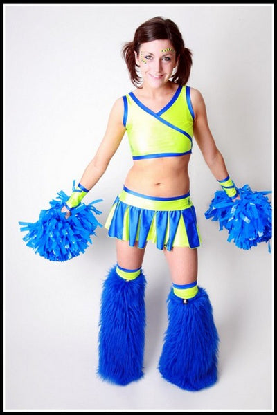 Cropped Cheerleader Yellow & Blue Outfit