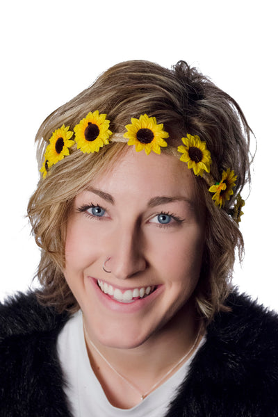Yellow Sunflower Flower Crown Headband Model