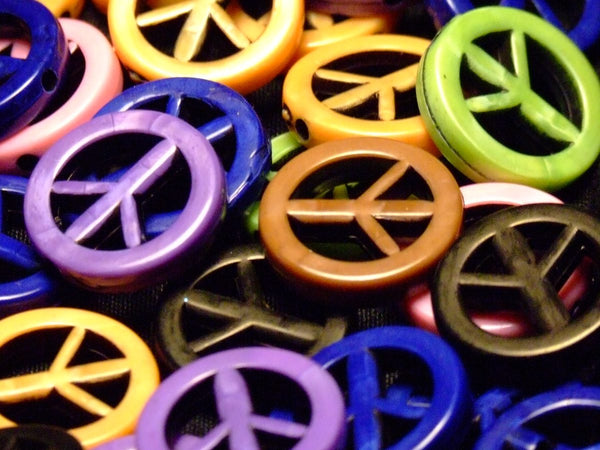 Peace Sign Beads - assorted lot of 10