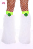 Crazy Daisy Fluffy Leg Warmers- Green Daisy