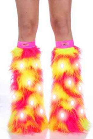 Shocking Lemonade LED Furry Boot Covers 