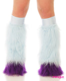 Baby Blue Fluffy Leg Warmers with Purple Tips