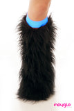 Black Fluffy Legwarmers with Turquoise Knee Bands