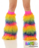 Rainbow Fluffy Leg Warmers - Rave-Nation