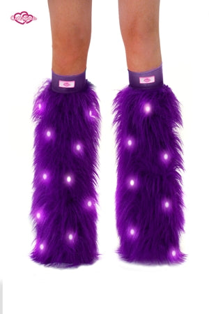 Purple LED Furry Rave Leg Warmers