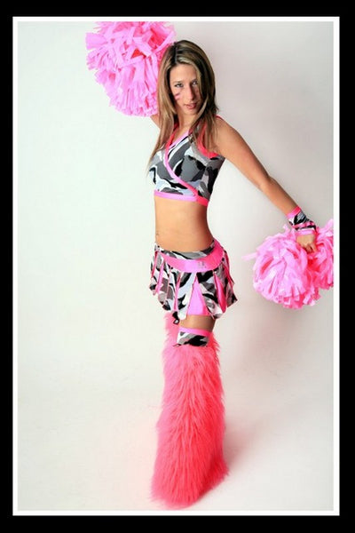 Cropped Cheerleader Pink & Camo Outfit
