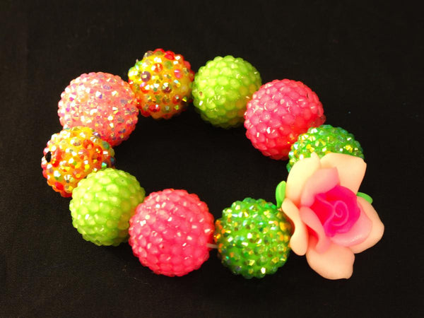 Pink Rose Kandi with Disco Ball Beads