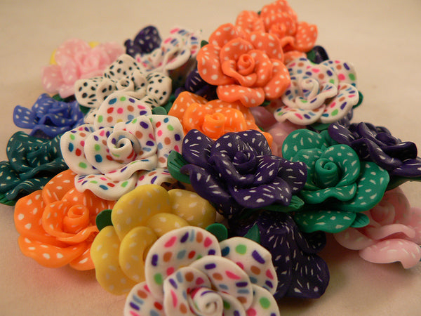 Solid Color Rose Kandi Beads with Speckled Dots