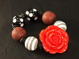 Black and White Kandi with Red Rose