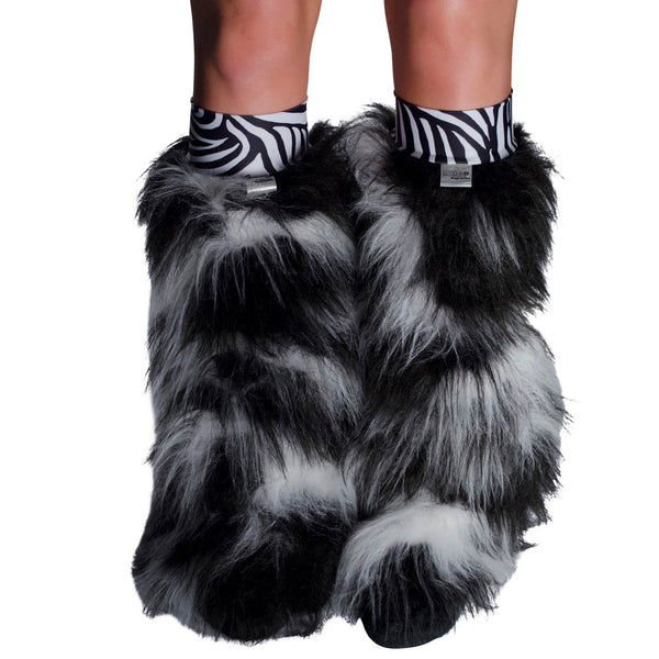 Camo Fluffy Leg Warmers with Black and White 2