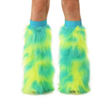 Lime Green and turquoise Fluffies With Blue Kneebands