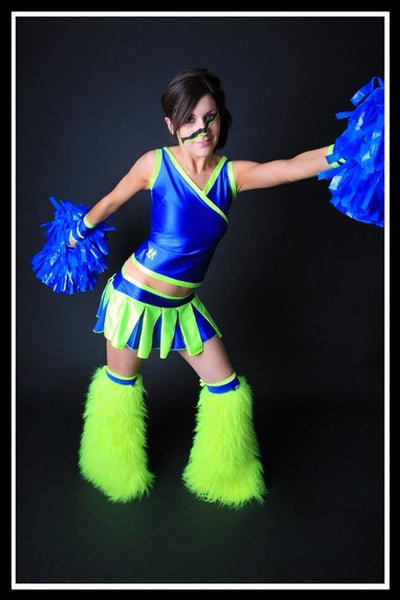 Long Cheerleader Blue & Green Outfit