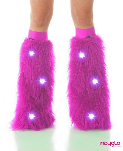 Magenta LED Fluffy Leg Warmers