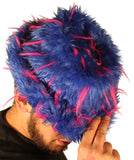 Blue With Pink Spikes Furry Faux Pimp Hat