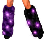 Purple/Black fluffy leg warmers