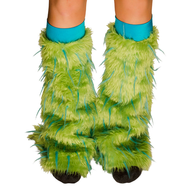 TrYptiX Green Fur with Turquoise Spikes Fluffy Legwarmers