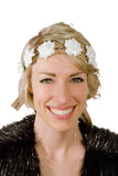 White Silk Flowered Rainbow Flower Crown Headband Model