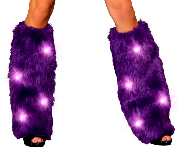 Purple LED Furry Leg Warmers
