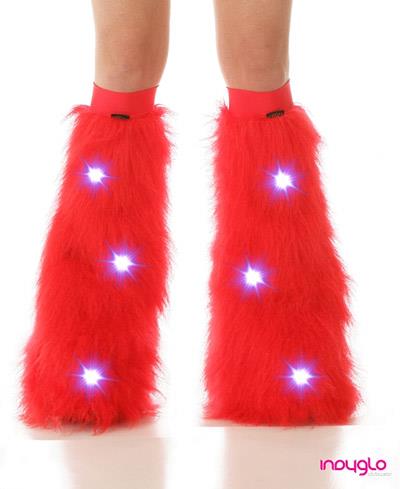 Red LED Fluffy Leg Warmers