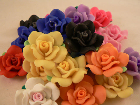 Solid Color UV Reactive Clay Rose Kandi Beads