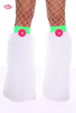 Crazy Daisy Fluffy Leg Warmers- Hot Pink Daisy