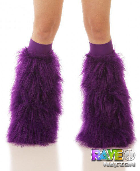 Purple Fluffy Leg Warmers by Rave-Nation