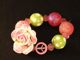 Pink Flower Kandi with Peace Sign