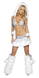 Skirt Set in White/Silver with Hood