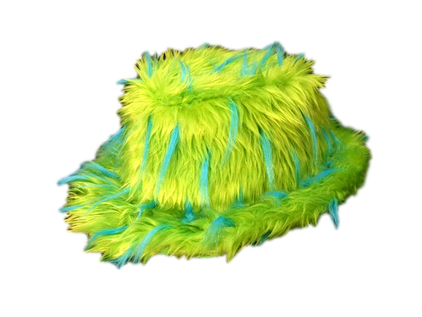 Furry Green Pimp Hat with Blue Spikes