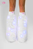 White LED Furry Rave Leg Warmers