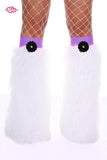 Crazy Daisy Fluffy Leg Warmers- Black Daisy