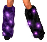 Purple/Black LED Furry Leg Warmers