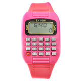 Pink LED calculator watch