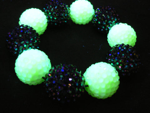 Black and Lime Disco Ball Bracelet
