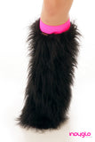 Black Fluffy Legwarmers with Hot Pink Knee Bands