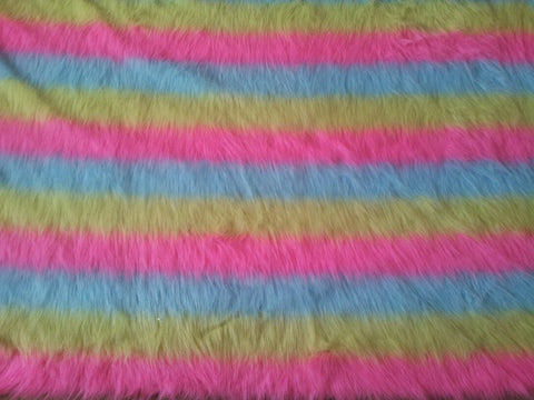 Pink, Blue, Green, faux fur