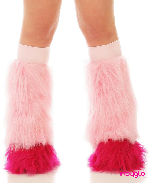 Baby Pink Fluffy Leg Warmers with Magenta Tips and Baby Pink Knee bands