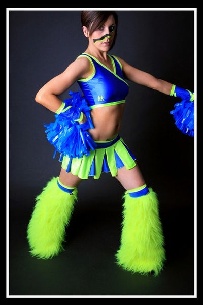 Cropped Cheerleader Blue & Green Outfit