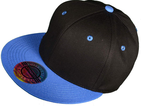 Black/Neon Blue Snapback Hat w/ Blue Underbill