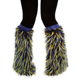Black Fur with Blue and Green Spike Fluffies Blue Kneebands